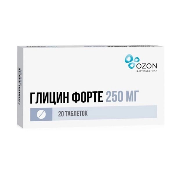 Глицин форте, 250 мг, таблетки защечные, 20 шт.