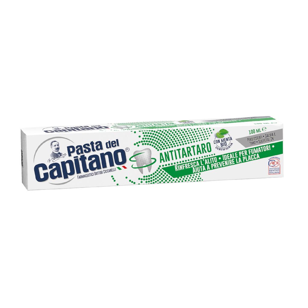фото упаковки Pasta del Capitano Паста зубная от зубного камня для курящих