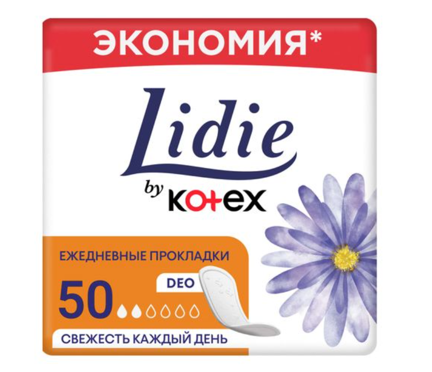 Kotex Lidie Normal Deo прокладки ежедневные, прокладки гигиенические, с ароматом ромашки, 50 шт.