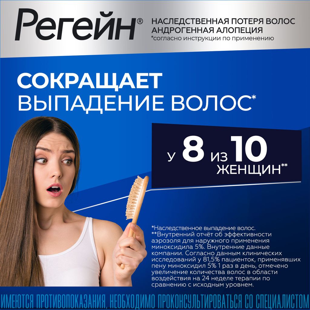 Регейн, 5%, пена для наружного применения, 60 мл, 1 шт.