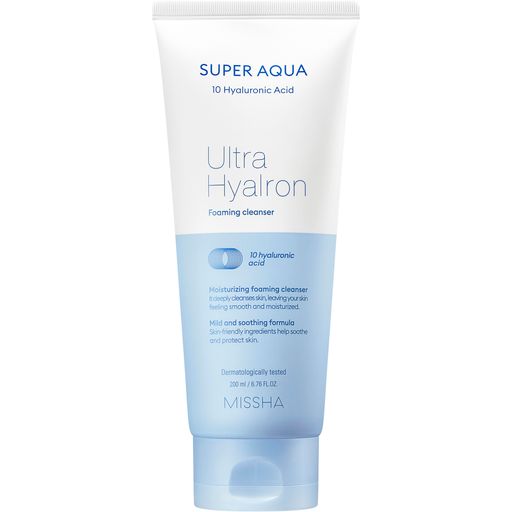 Missha Пенка для умывания и снятия макияжа Super Aqua Ultra Hyalron, пенка для лица, 200 мл, 1 шт.