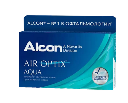 Alcon Air Optix aqua контактные линзы плановой замены, BC=8.6 d=14.2, D(-1.75), 6 шт.
