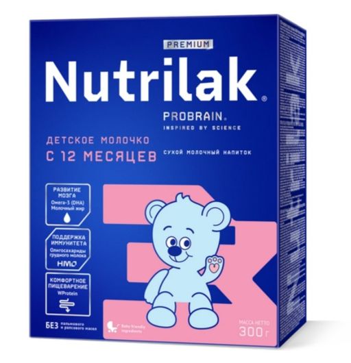 Nutrilak Premium 3 Детский сухой молочный напиток, для детей с 12 месяцев, смесь молочная сухая, 300 г, 1 шт.