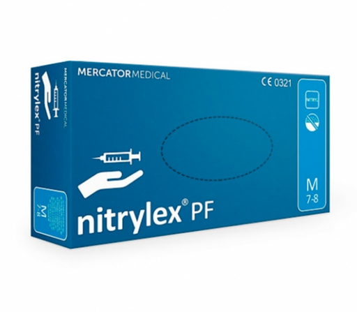 Mercator Medical Nitrylex PF Protect перчатки смотровые нитриловые, M, перчатки неопудренные нестерильные, пара, 1 шт.