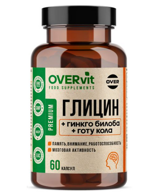 OVERvit Гинкго билоба+Готу кола+Глицин, капсулы, 60 шт.