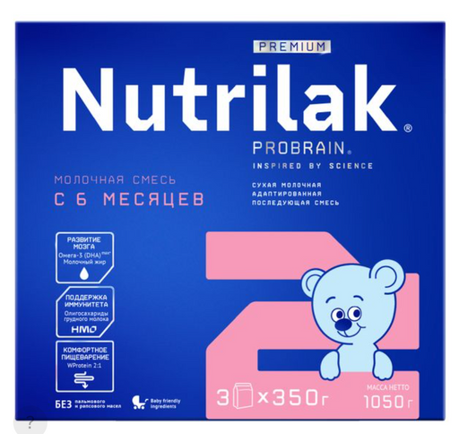 Nutrilak Premium 2 Смесь молочная сухая последующая, для детей с 6 месяцев, смесь молочная сухая, 1050 г, 1 шт.