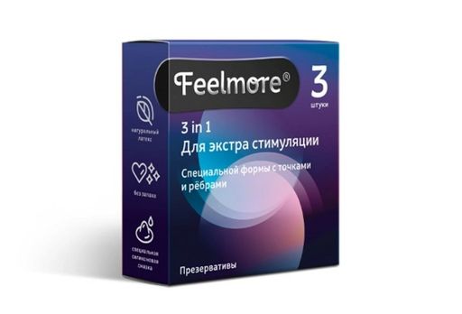 Feelmore Презервативы 3 в 1 Для экстра стимуляции, презервативы, 3 шт.