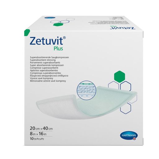 Zetuvit Plus Повязка суперабсорбирующая, 20см х 40см, повязка стерильная, 10 шт.