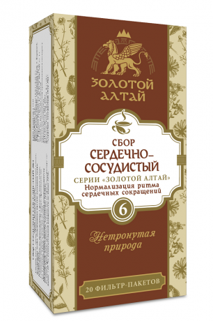 Золотой Алтай Сбор Сердечно-сосудистый №6, фиточай, нормализация ритма сердечных сокращений, 1.5 г, 20 шт.