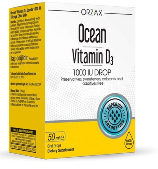 Orzax Ocean Витамин D3, 1000 МЕ, жидкость для приема внутрь, 50 мл, 1 шт.