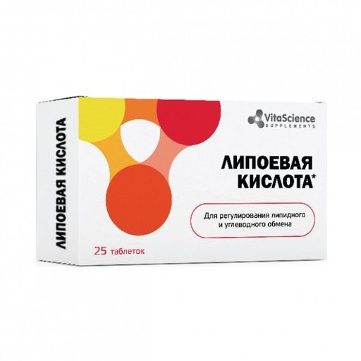 Vitascience Альфа-липоевая кислота, таблетки, 25 шт.