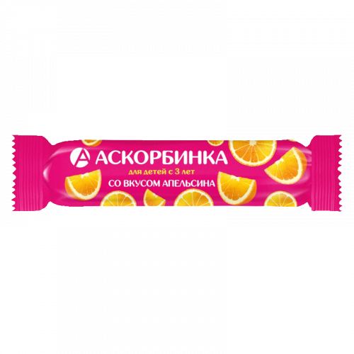 Аскорбиновая кислота апельсин Крутка, таблетки жевательные, 10 шт.