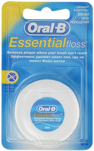 Oral-B Essential Floss Зубная нить невощеная, 50 м, нить зубная, 1 шт.