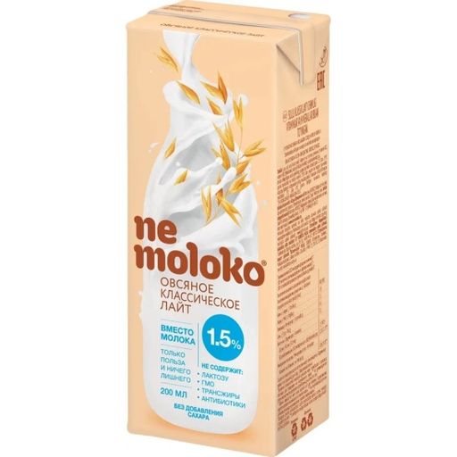 Nemoloko напиток овсяный классический лайт, 1,5%, 200 мл, 1 шт.